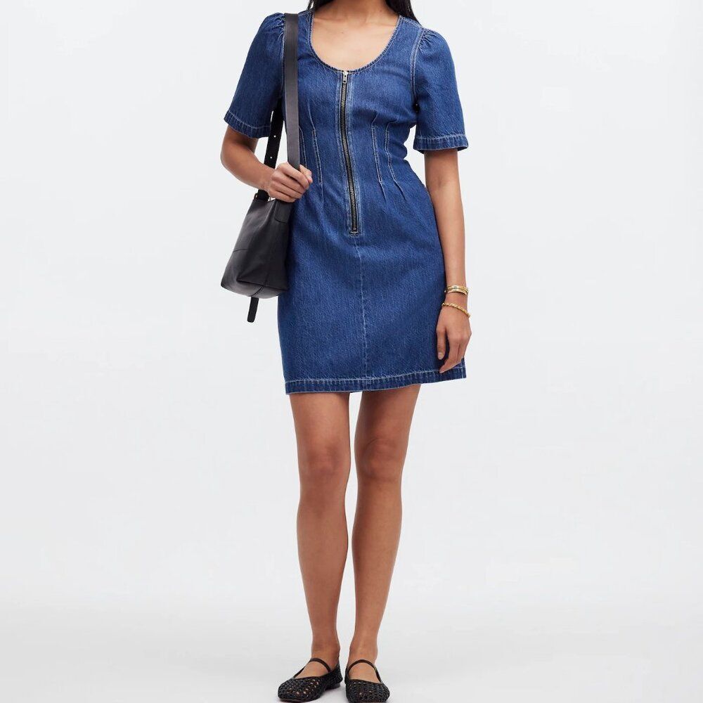 Madewell Denim Darted Mini Dress in Pixie Wash 2